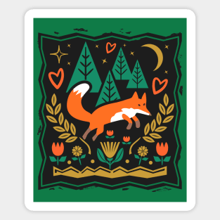 Folk Art Fox Magnet